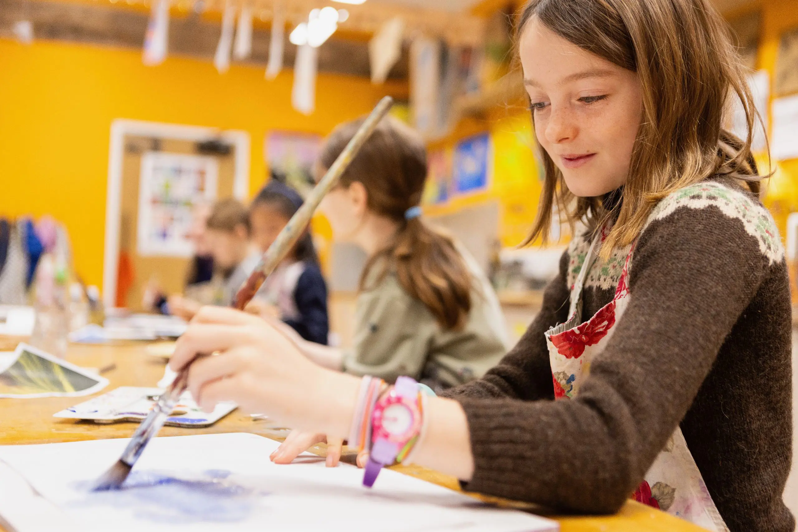 Student Painting in Art Class