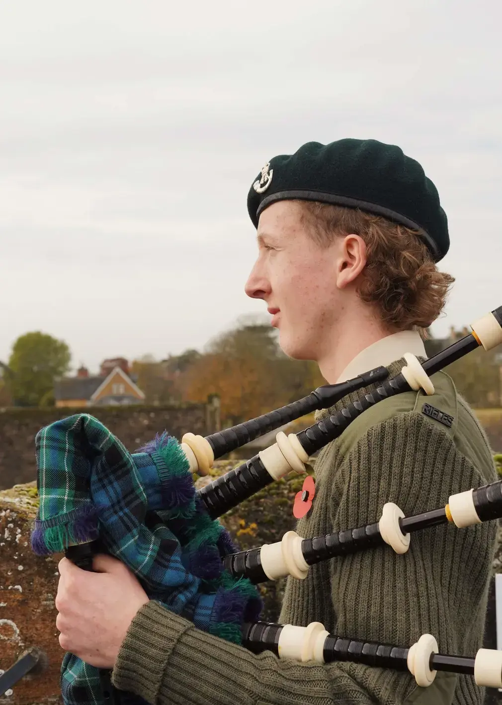 Student Playing Bag-Pipe
