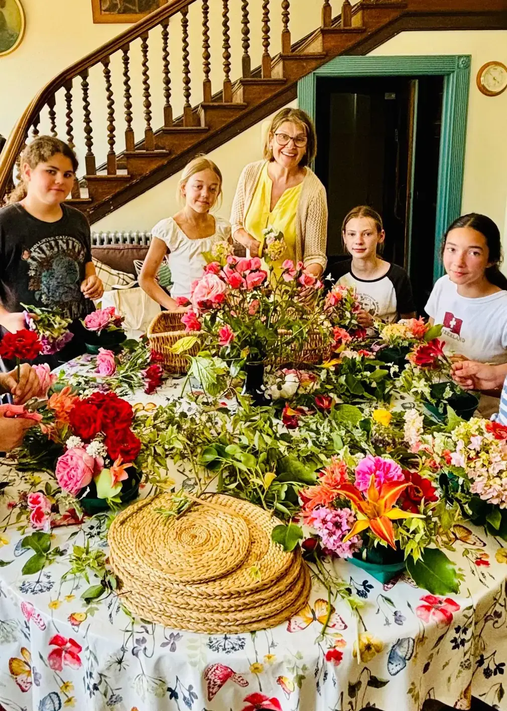 Students doing Floral Arrangements