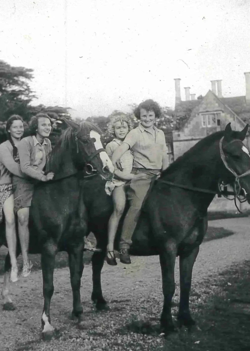 Students Riding Horse on Hanford Grounds, 1947