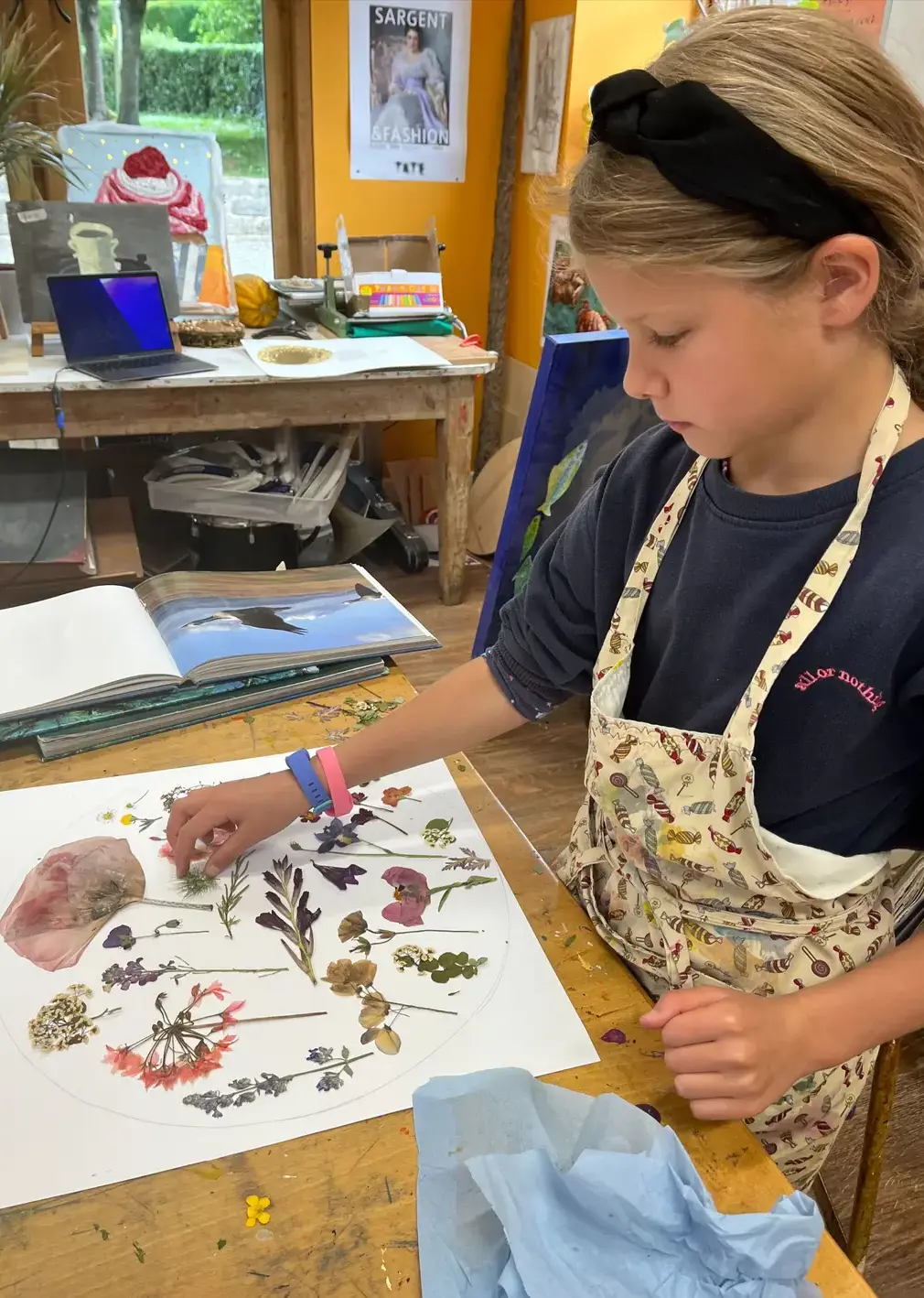 Student Creating Pressed Flower Art
