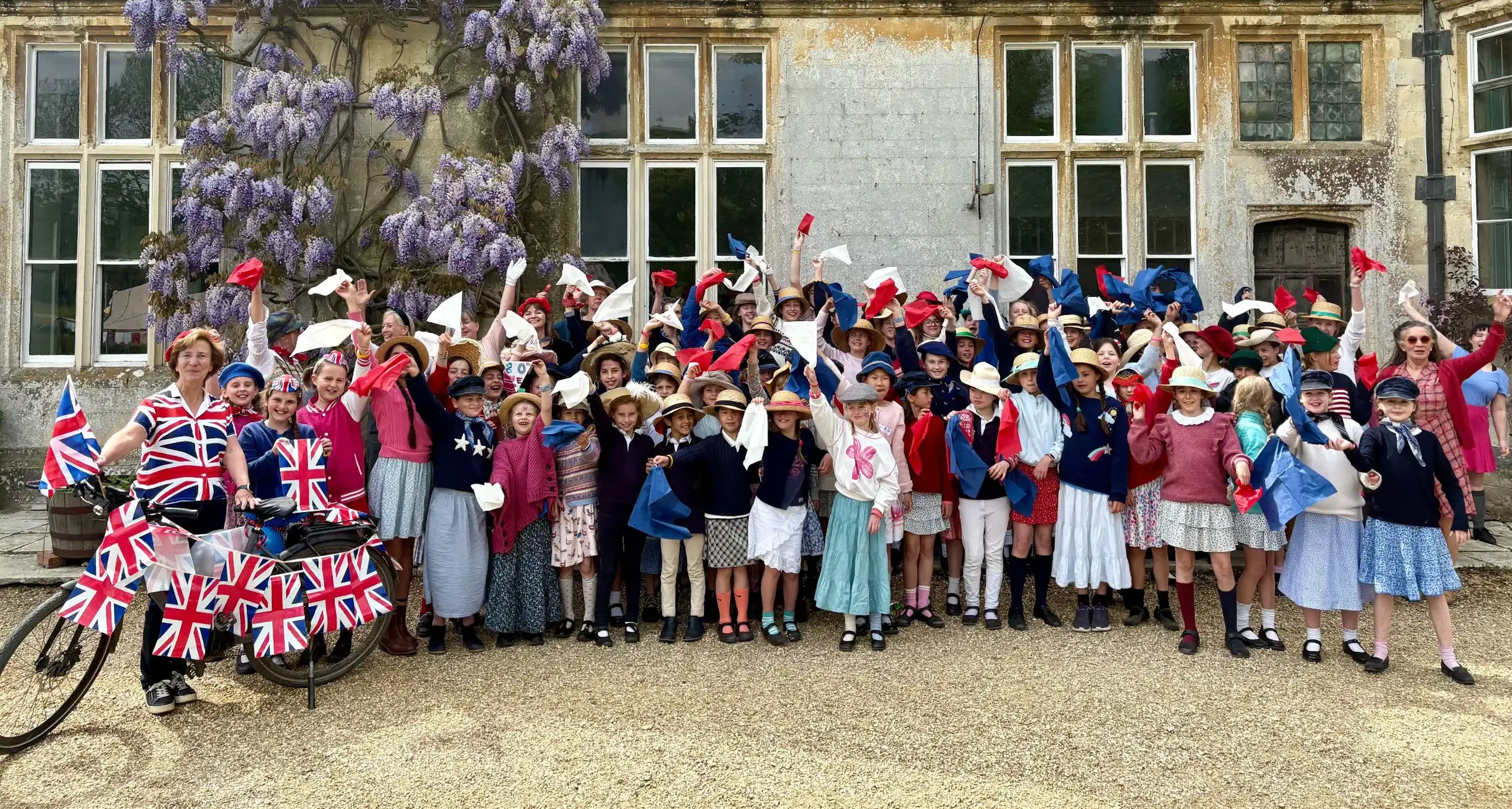Students and Teachers Celebrating VE Day
