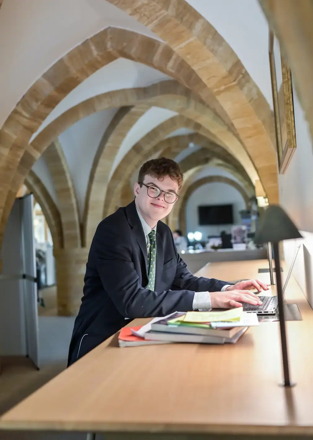 Student doing research