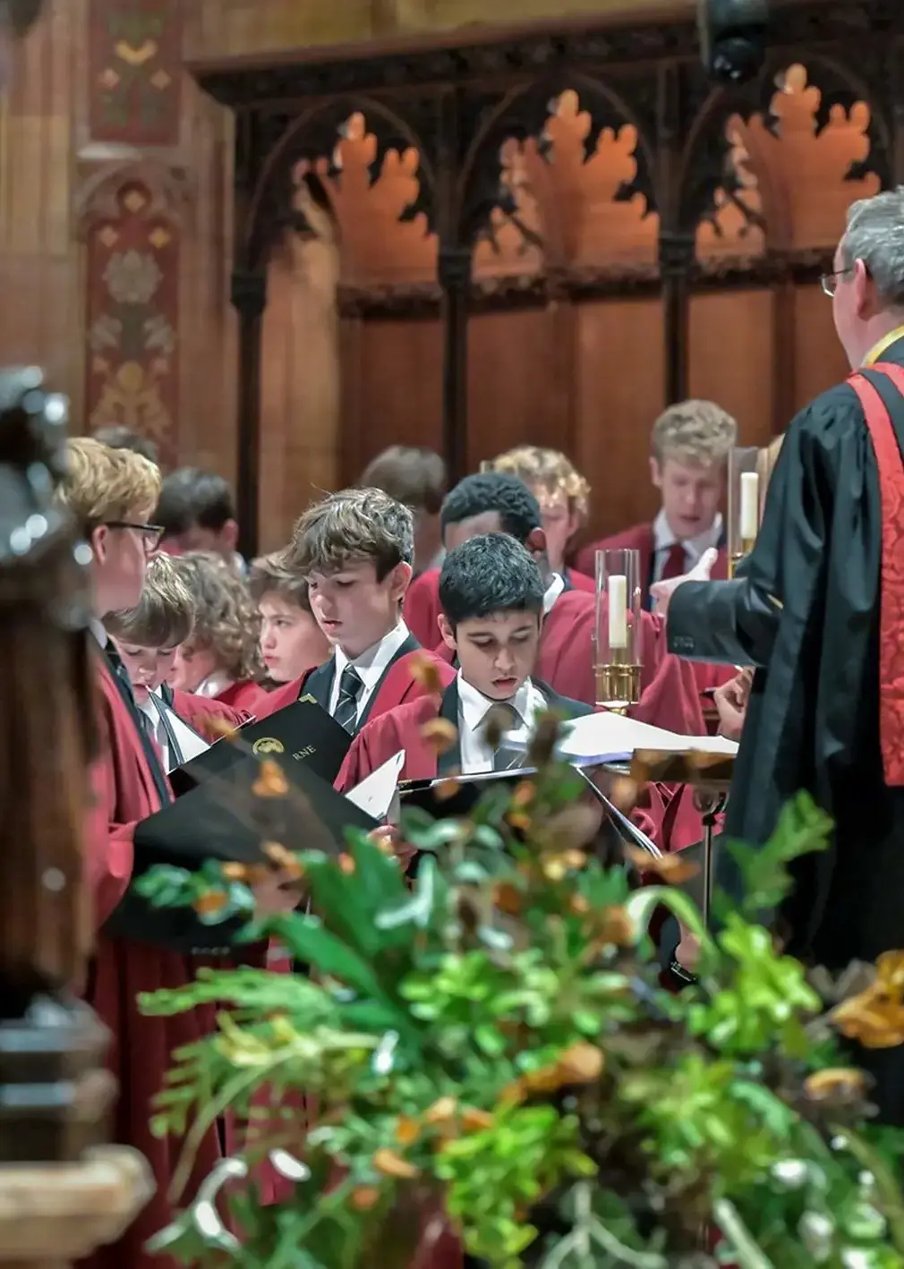 Student in Church with Chaplain