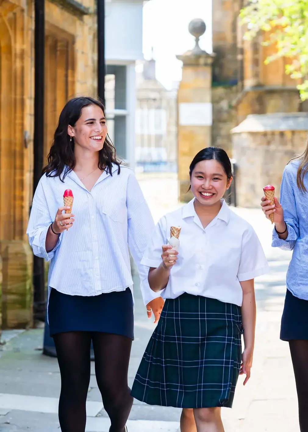 Students Walking and Enjoying Ice Cream