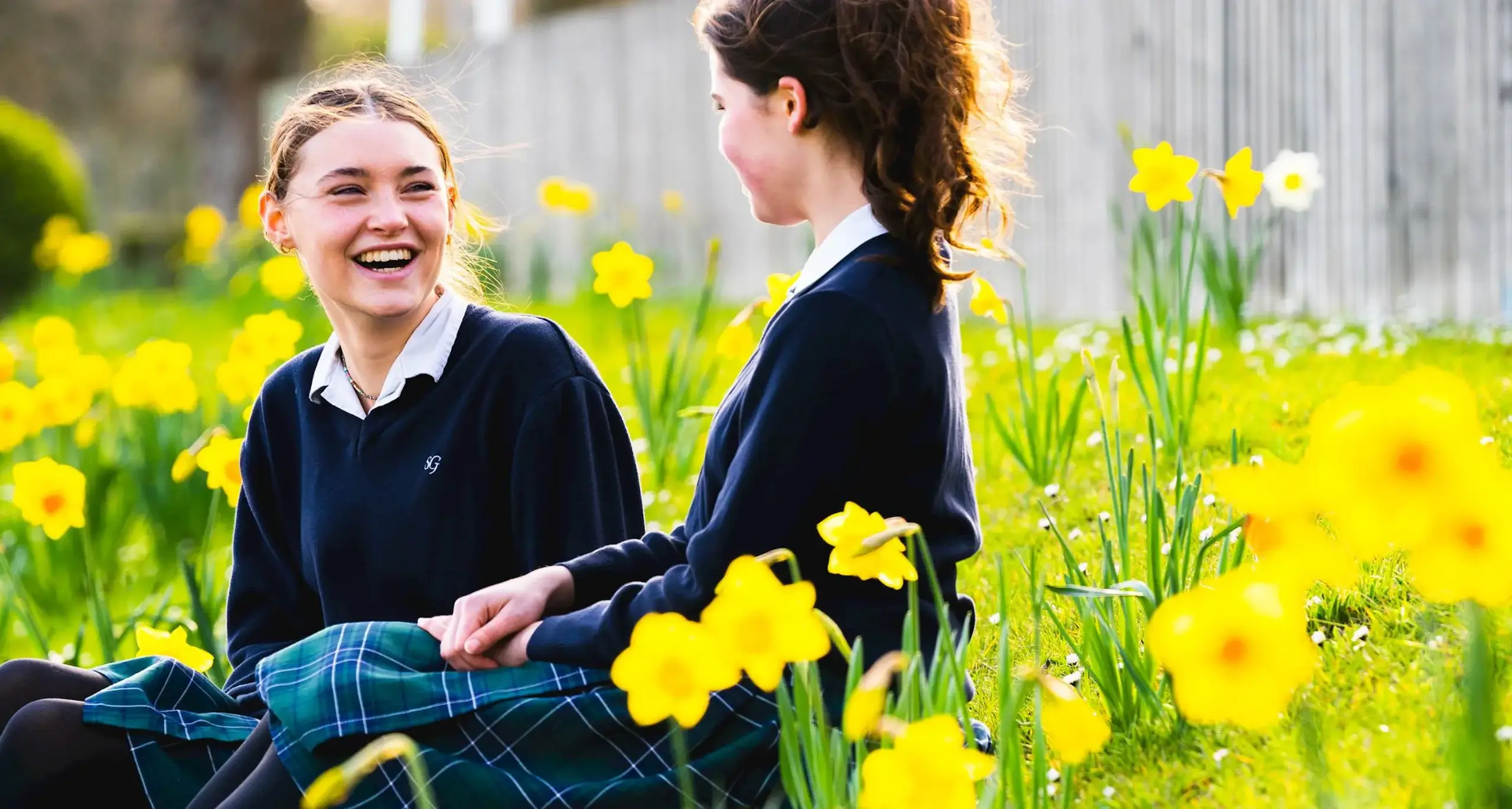 Students Talking in Daffodil Field
