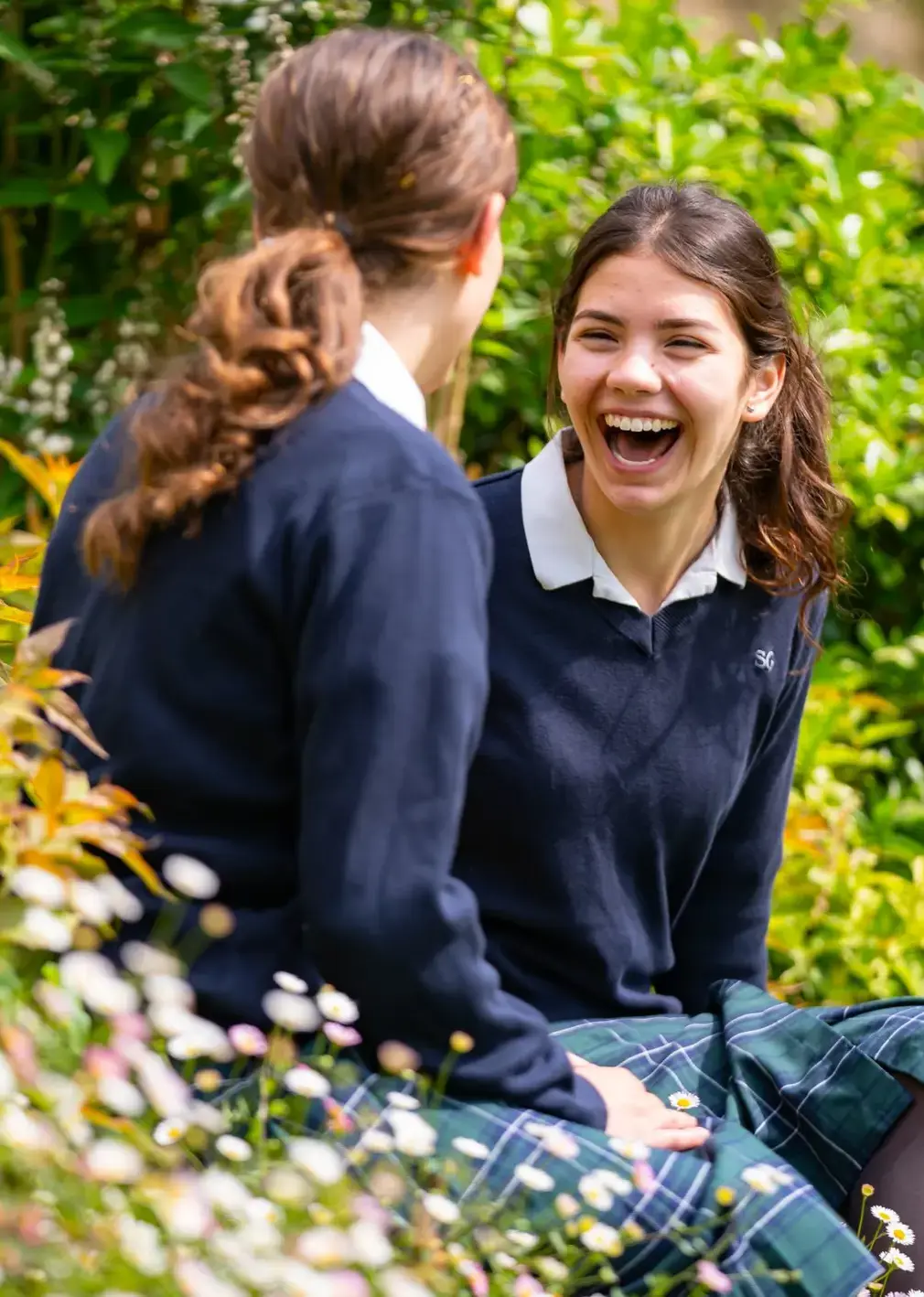 Student Laughing in Garden