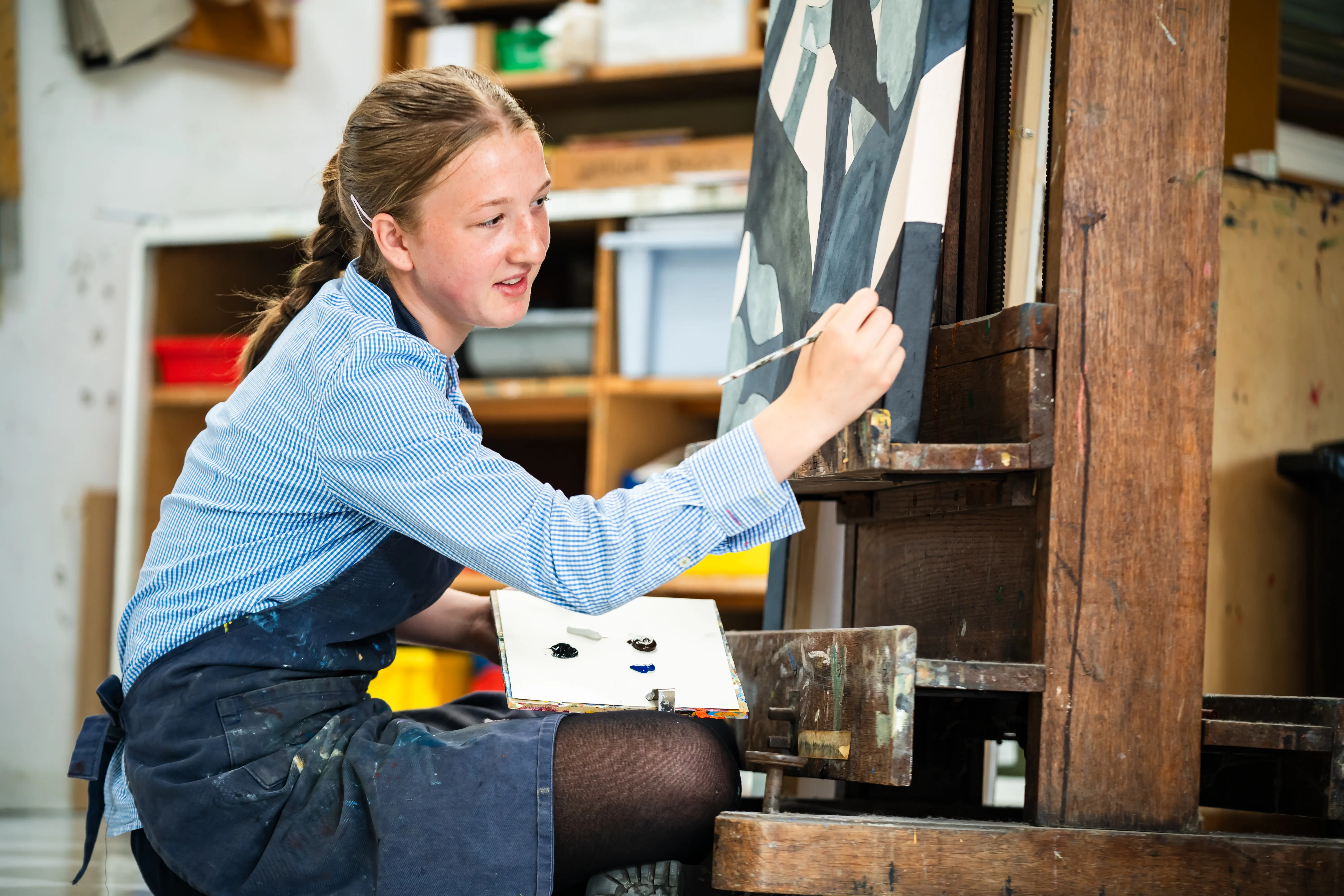 Student Painting in Class