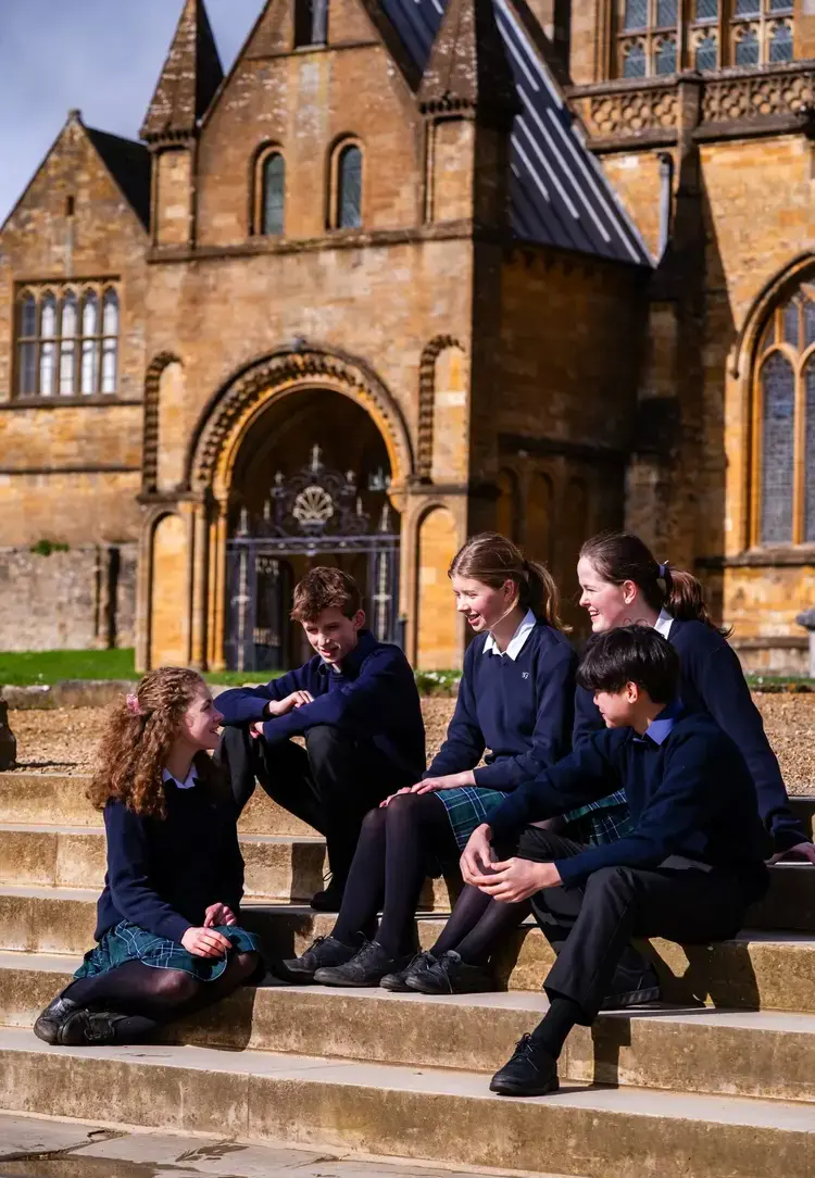Students sat on Campus Steps