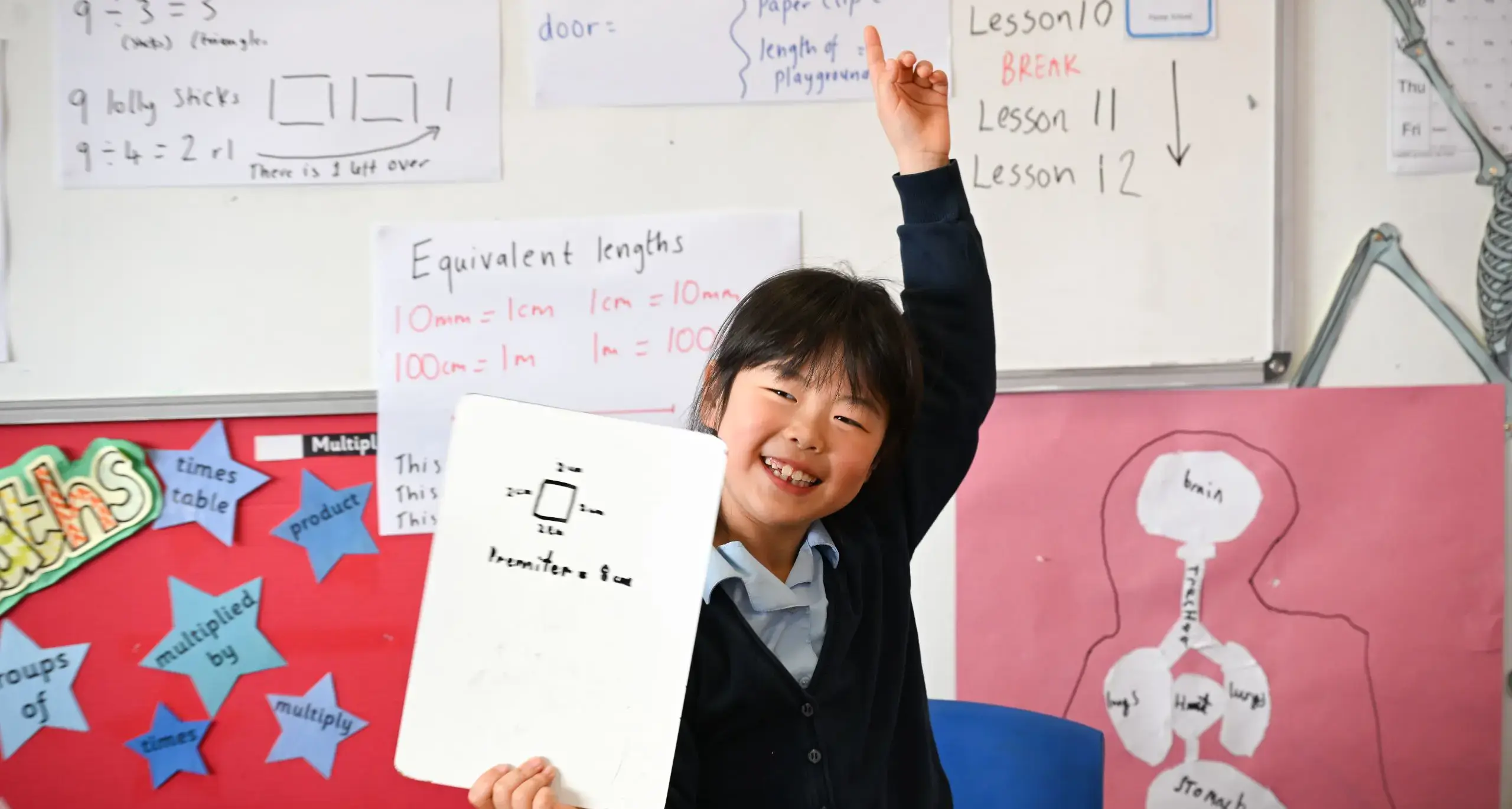 Student in math Class Raising Hand Confidently