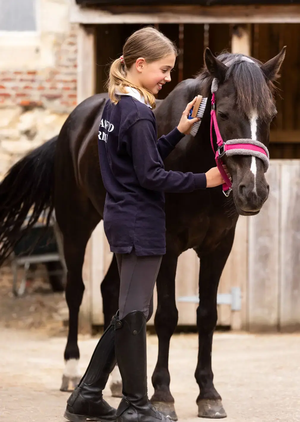 Student Caring for Horse