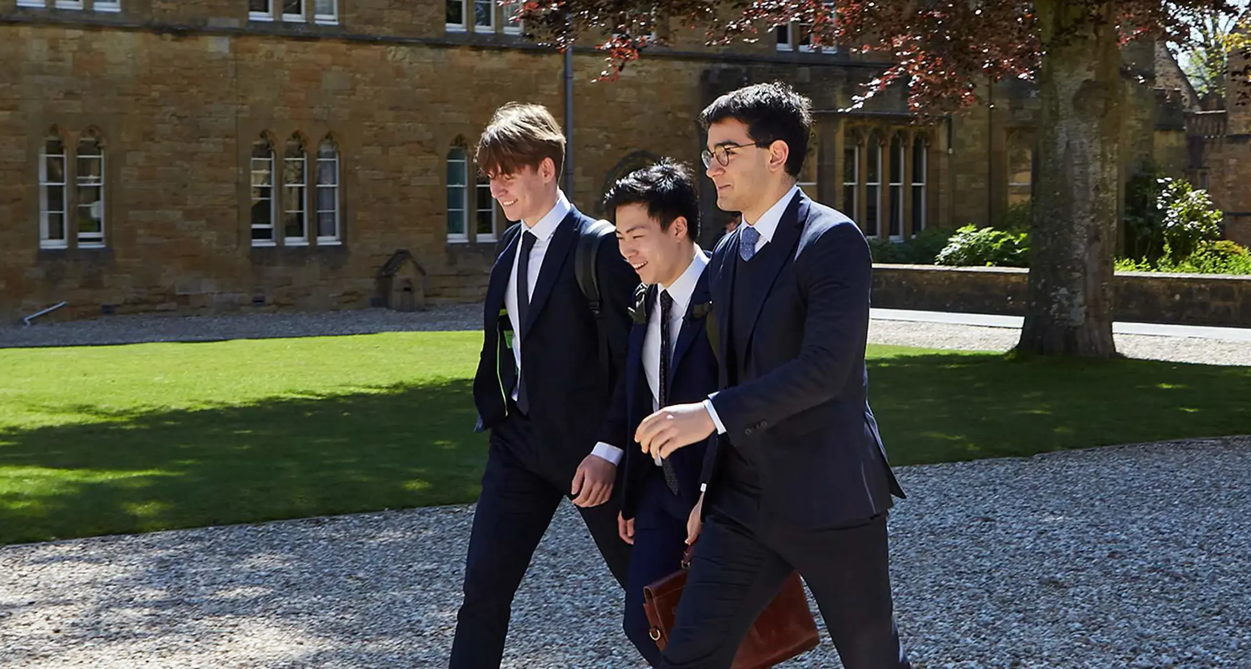 Students Walking on Campus Together