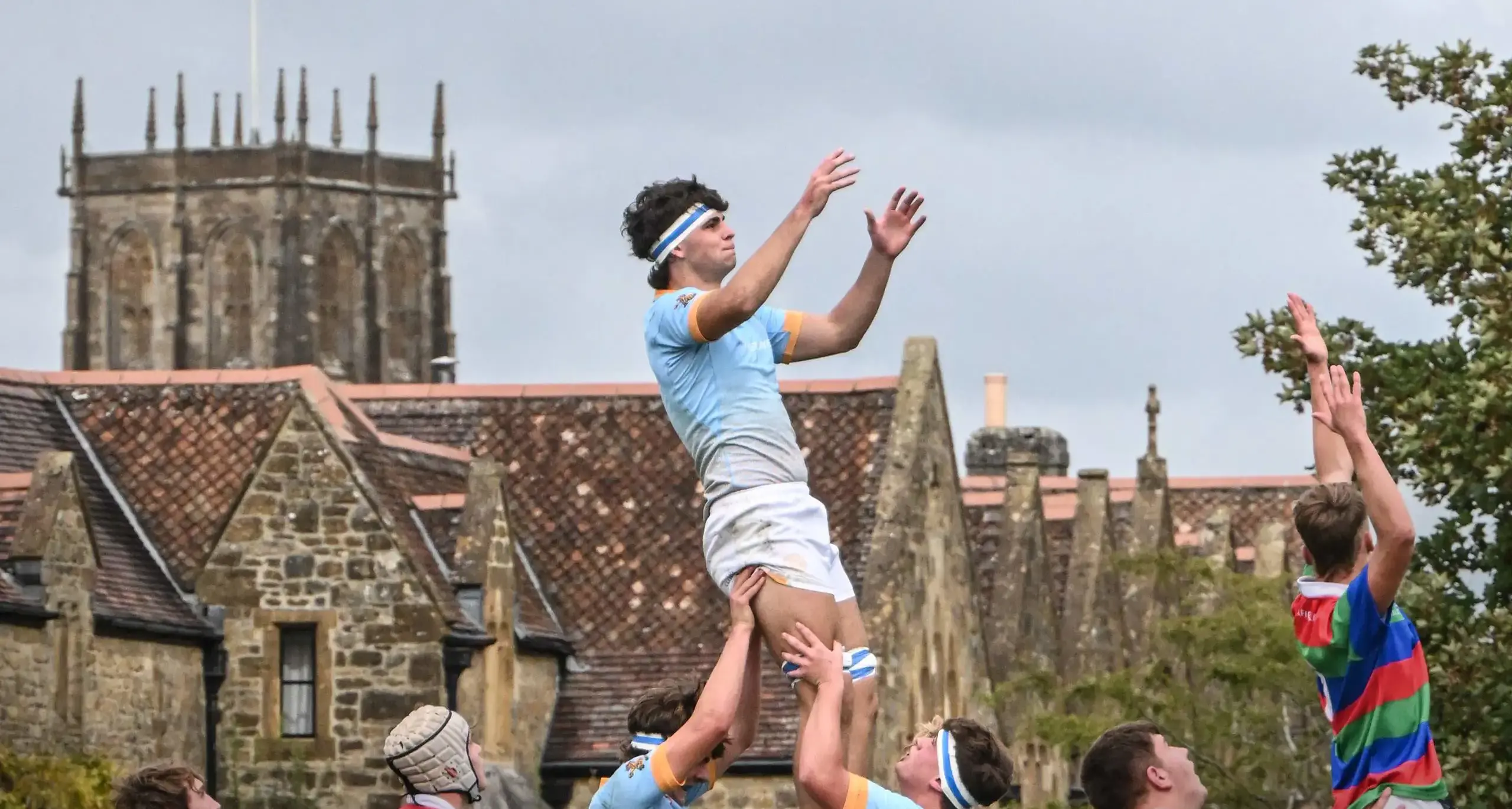 Students playing rugby
